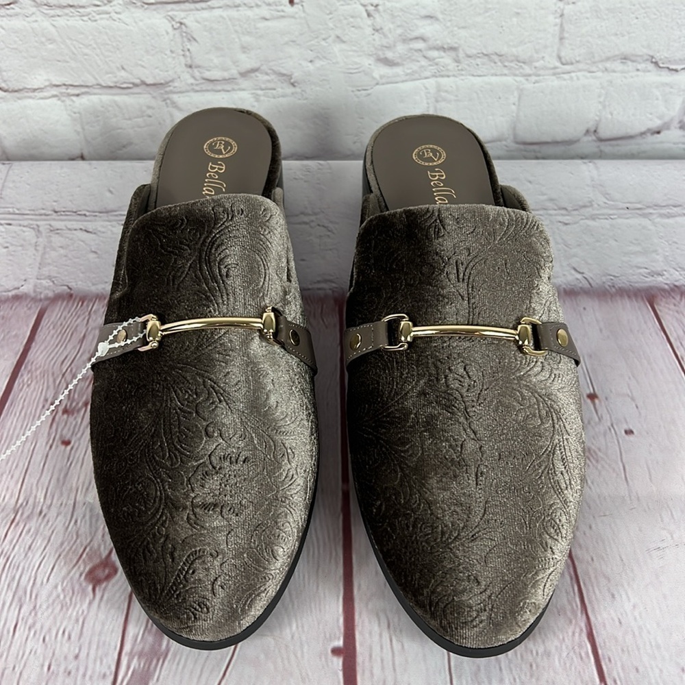 Bella Vita Babs II Loafer Mule Taupe Velvet Size 10 - Picture 2 of 7